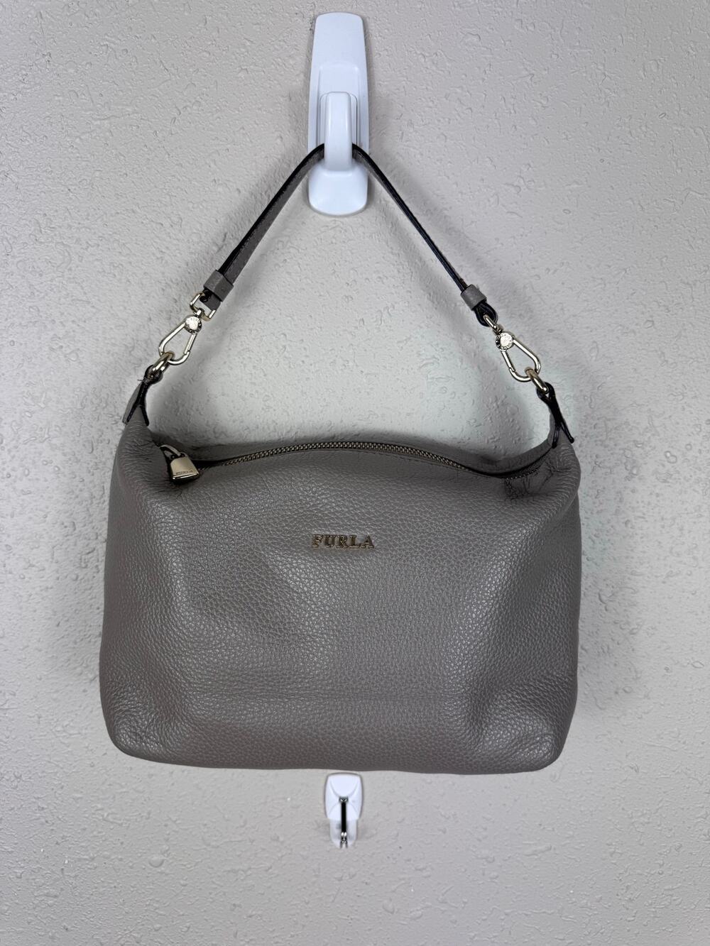 Furla Sophie Bag in Gray Pebbled Leather